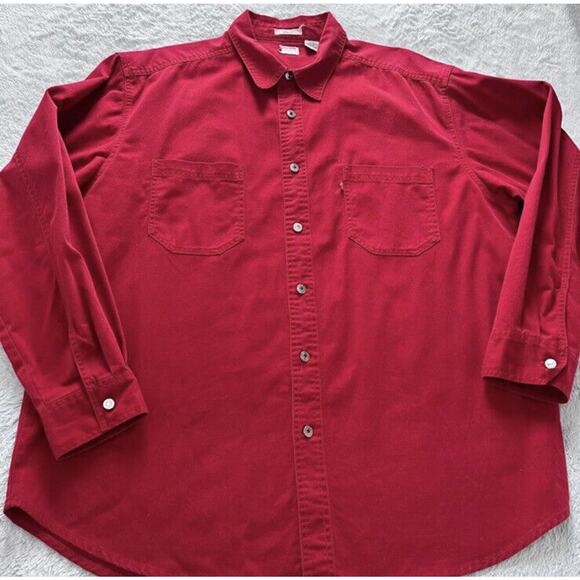 Levi’s vintage red Button Down Shirt size XL loose fit Heavy Weight - Picture 1 of 9